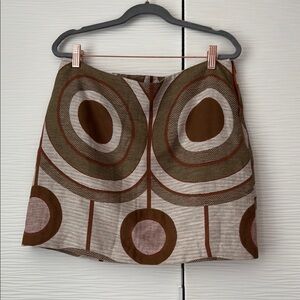 Chelsea & Theodore Brown and Cream Patterned Mini Skirt